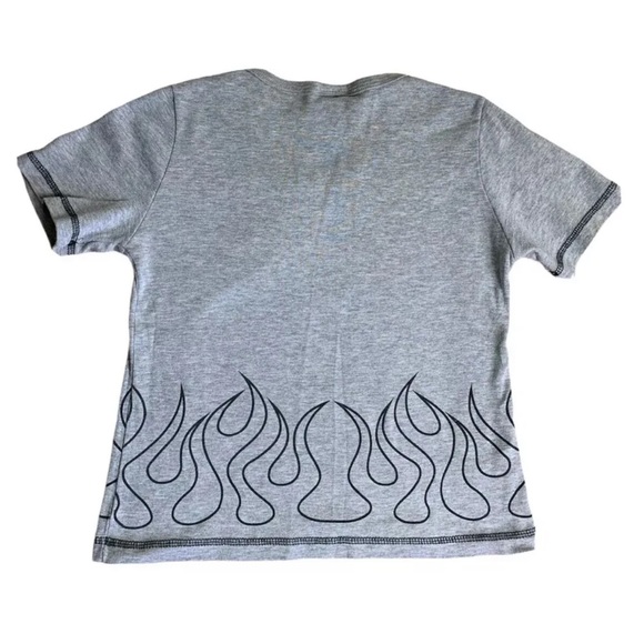 Bikers Image Tee Ride Free Women Large Gray Crop T Shirt Flames Short Sleeve - Picture 4 of 12